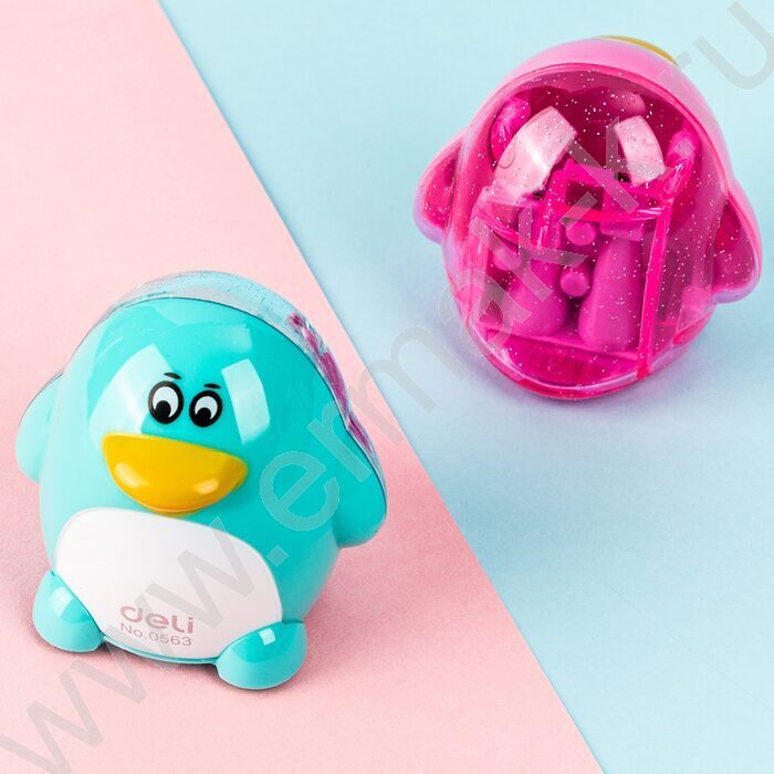 Точилка 2отв. пластик Пингвин ассорти | Фото 5