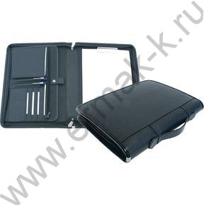 Папка иск.кожа черный А4+ Люкс с ручкой