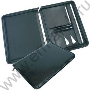 Папка иск.кожа черный А4+ Люкс с мет.прижимом 4 кольца