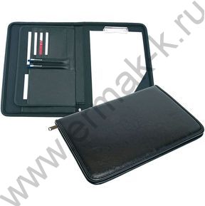 Папка иск.кожа черный Люкс с мет.прижимом