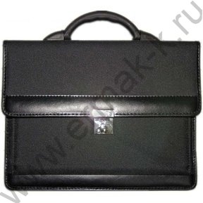 Портфель ткань Мга черный с карманом и ремнем