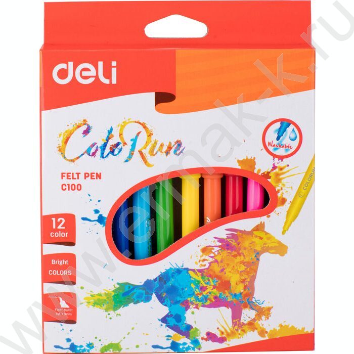 Фломастеры  12цв ColoRun вентилируемый колпачок, коробка европодвес | Фото 1