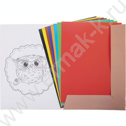Картон цв. Двухсторонний А4  8л/8цв Совенок | Фото 2