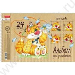 Альбом д/рисования-спираль 24л "Про кота" /перфорация/ 5видов | Фото 1