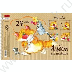 Альбом д/рисования-спираль 24л "Про кота" /перфорация/ 5видов | Фото 2