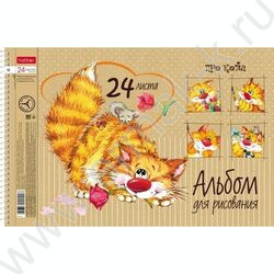 Альбом д/рисования-спираль 24л "Про кота" /перфорация/ 5видов | Фото 4