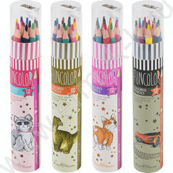 Карандаши пластиковые 12цв Funcolor 4вида карт.туба | Фото 1