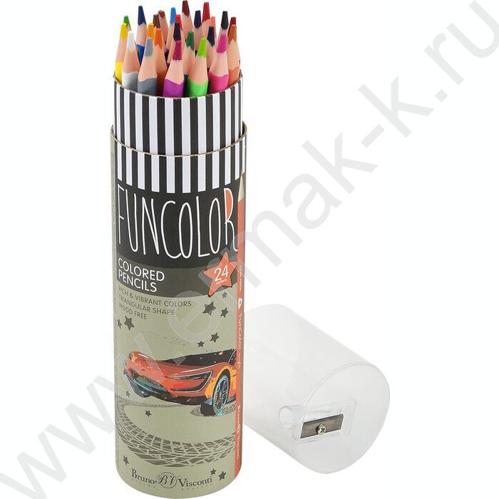 Карандаши пластиковые 24цв Funcolor 4вида карт.туба | Фото 3
