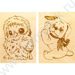 Набор д/творчества Выжигание.Доски для выжигания 2 шт "Совенок и щенок" | Фото 5