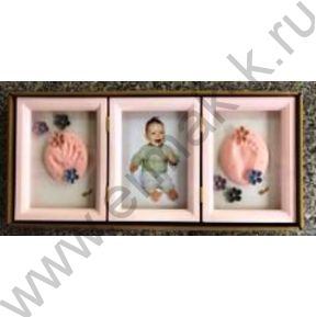 Фоторамка-коллаж  1 фото /детские отпечатки /розовая рамка, AM8683 /9-389