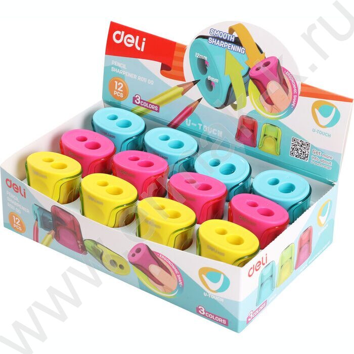 Точилка 2отв. пластик U-touch ассорти дисплей | Фото 3
