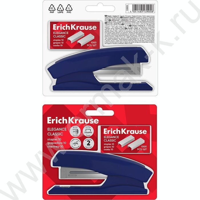 Степлер №10  15л пластик Elegance /встроен антистеплер/+скобы ассорти блистер,европодвес | Фото 2