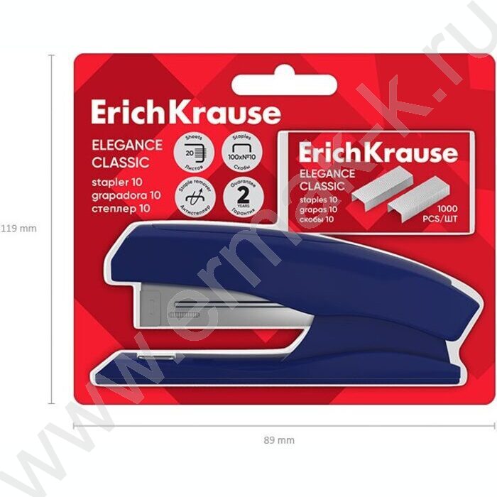 Степлер №10  15л пластик Elegance /встроен антистеплер/+скобы ассорти блистер,европодвес | Фото 4