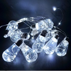 Эл. гирлянда светодиодная 220V (3м.) 10 белых Лампочек-колб