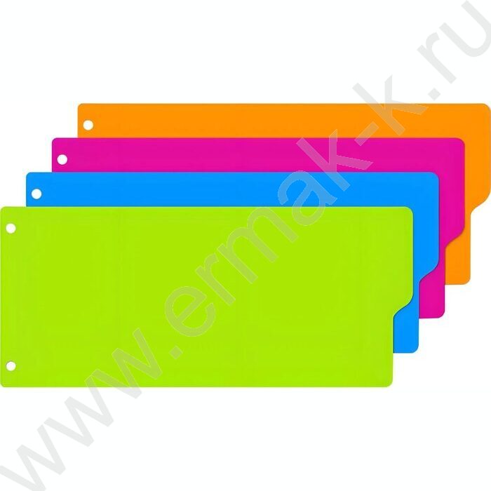 Разделитель листов пластик полоски - 105мм*240мм, 12листов, 4цвета | Фото 1