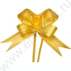Бант-бабочка Золотые линии 3см желтый (цена за 1шт в уп.10шт.) | Фото 1