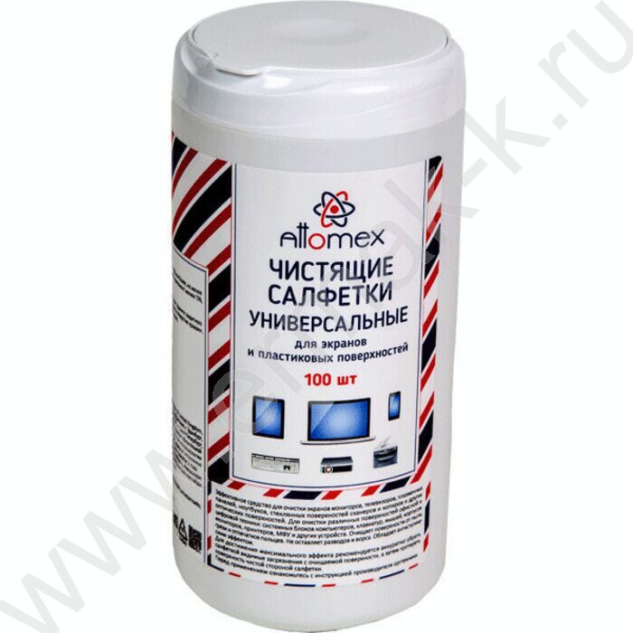 Чистящие салфетки универсальные, д/экранов и пластика /100шт в тубе | Фото 1