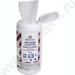 Чистящие салфетки универсальные, д/экранов и пластика /100шт в тубе | Фото 2