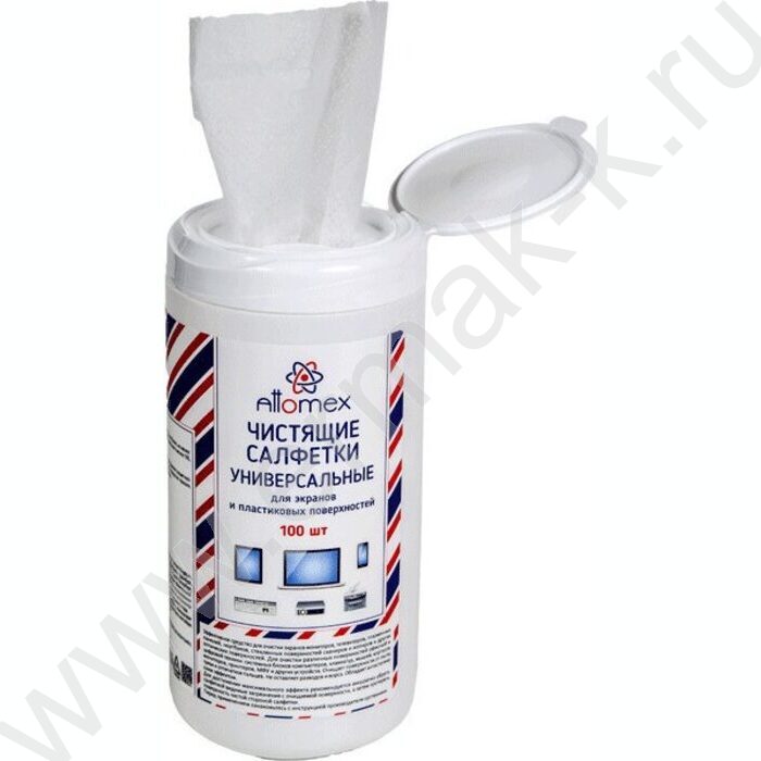 Чистящие салфетки универсальные, д/экранов и пластика /100шт в тубе | Фото 2
