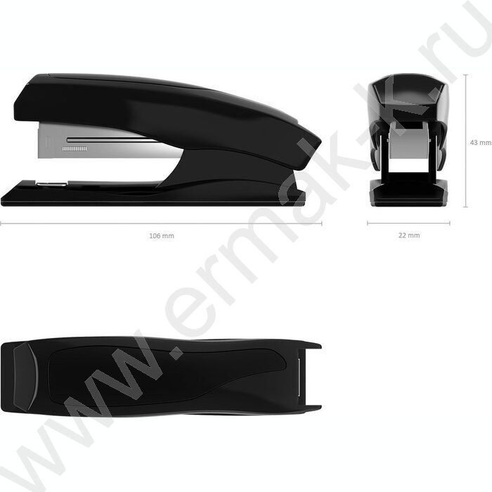 Степлер №10  20л пластик Elegance Classic /встроен антистеплер/ чёрный | Фото 3