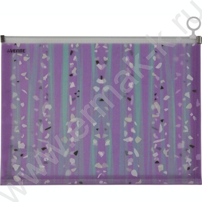 Папка-конверт на молнии А4 с расширением Crystal Dream п/прозр. сиреневая с паттерном 180мкм | Фото 1