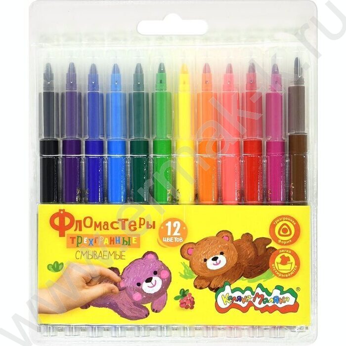 Фломастеры  12цв Каляка-Маляка /трехгранные, грифель-3мм, блистер | Фото 1