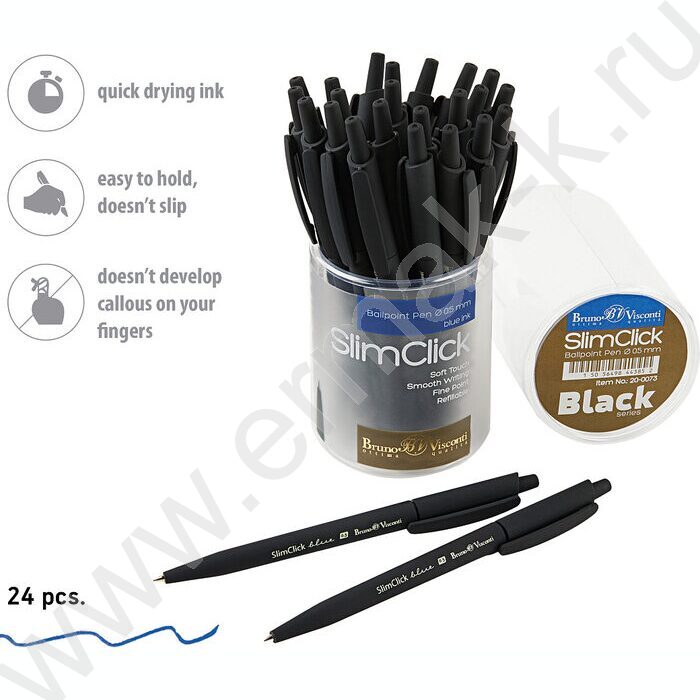 Ручка шар авт SlimClick.Black синяя 0,5мм /антискольз.корпус | Фото 4