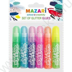 Гель с блестками /набор  6цв/ 10мл полупрозрачный европодвес | Фото 1