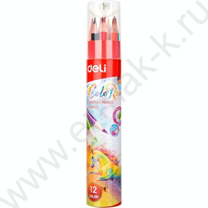 Карандаши  12цв ColoRun тополь /трехгранные + точилка /карт. тубус | Фото 1