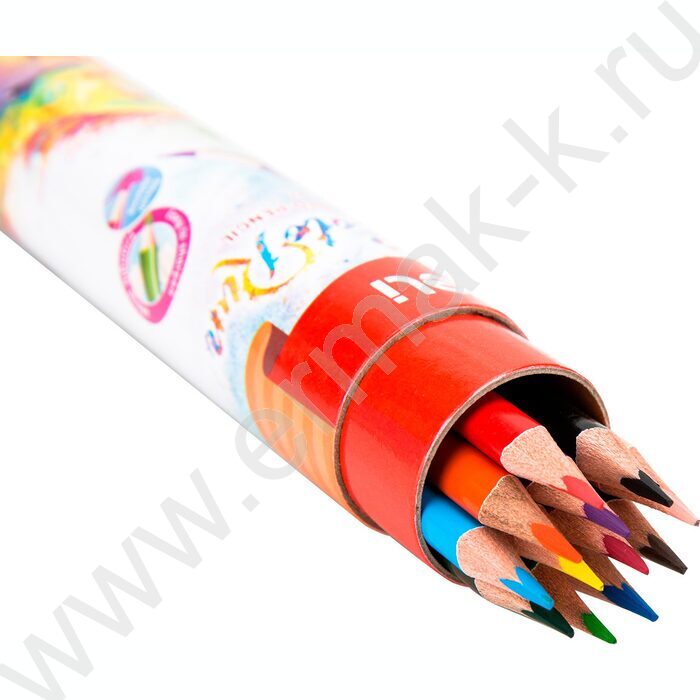 Карандаши  12цв ColoRun тополь /трехгранные + точилка /карт. тубус | Фото 2