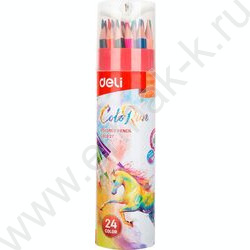 Карандаши  24цв ColoRun тополь /трехгранные + точилка /карт. тубус | Фото 1