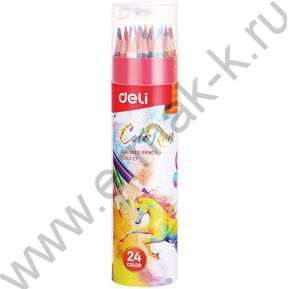Карандаши  24цв ColoRun тополь /трехгранные + точилка /карт. тубус