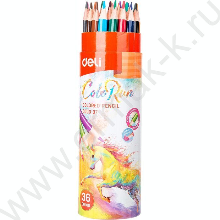 Карандаши  36цв ColoRun тополь /трехгранные + точилка /карт. тубус | Фото 2