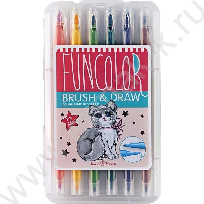 Фломастеры  12цв Funcolor кисточки двусторонние в пл.пенале | Фото 2