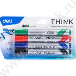 Маркер д/маркерных досок /набор  4цв/ 2мм круг Think блистер | Фото 4
