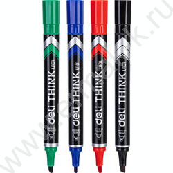 Маркер перм. /набор  4цв/ 1,5-5мм косой Think европодвес | Фото 1