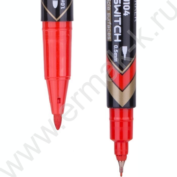 Маркер перм. /красный/ двустор. 0,5мм/1мм круг Mate | Фото 3