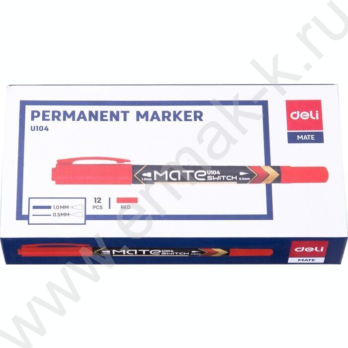 Маркер перм. /красный/ двустор. 0,5мм/1мм круг Mate | Фото 4