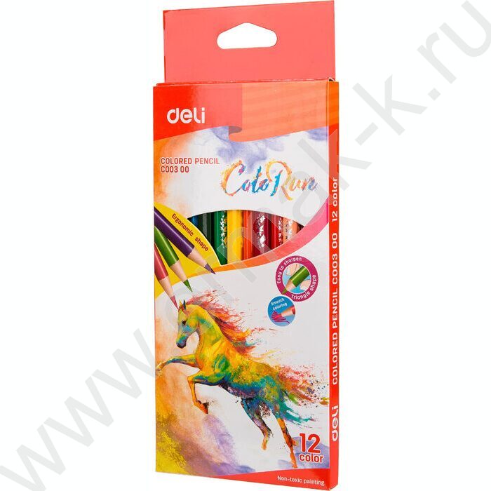 Карандаши  12цв ColoRun тополь /трехгранные /европодвес | Фото 1