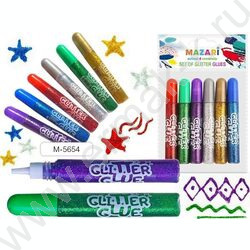 Гель с блестками /набор  6цв/ 10мл европодвес | Фото 1