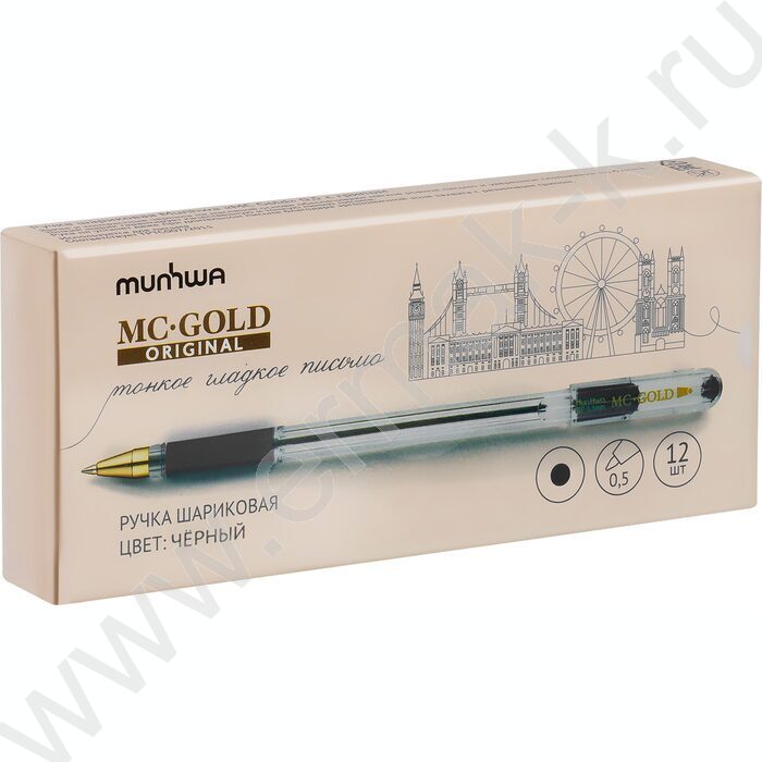Ручка шар черная 0,5мм на масл.основе "MC Gold" /рез.держатель | Фото 5