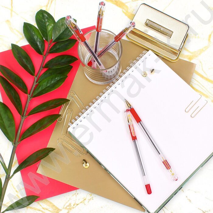 Ручка шар "MC Gold" на масл.основе красная /резиновый держатель   | Фото 5