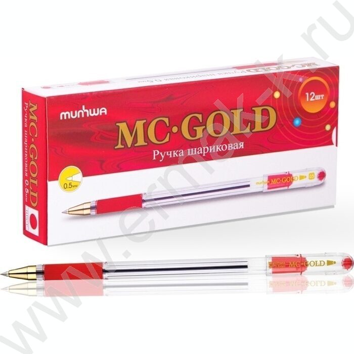 Ручка шар "MC Gold" на масл.основе красная /резиновый держатель   | Фото 6