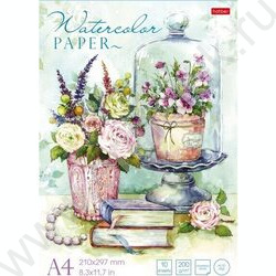 Альбом д/акварели А4 10л 200г/м2 "Акварельные букеты" /отрв.склейка, тиснен, жестк. подл | Фото 1