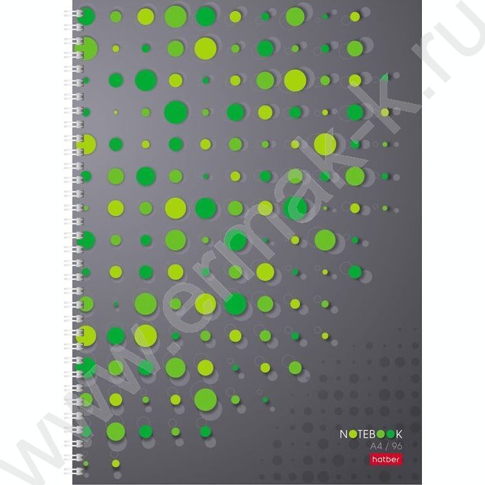 Тетрадь  96л А4 клетка/спираль/тв.обл. "Point_Green" /глянц. ламинация | Фото 1
