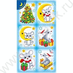 Наклейки Новогодние  Мышки 80*152 | Фото 1