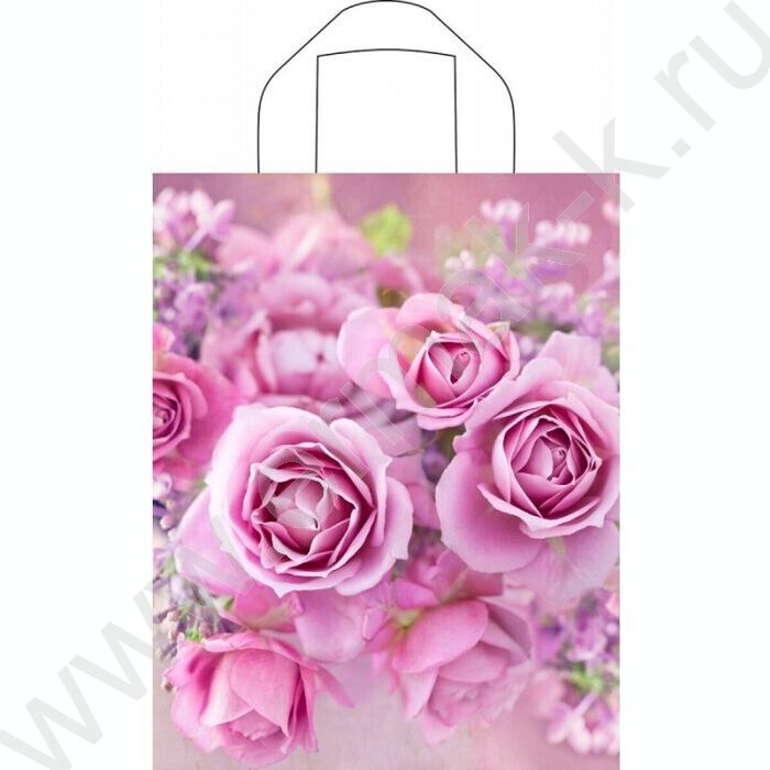 Пакет петлевой 35*31см Нежные розы | Фото 1