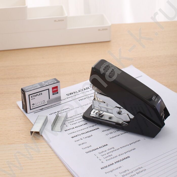 Степлер №24-26/6  30л черный /встроенный антистеплер /вместимость скоб - 50шт. | Фото 6