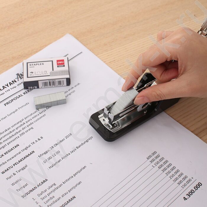 Степлер №24-26/6  30л черный /встроенный антистеплер /вместимость скоб - 50шт. | Фото 8