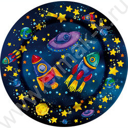 Тарелка бумажная 18см/6шт Космос | Фото 1